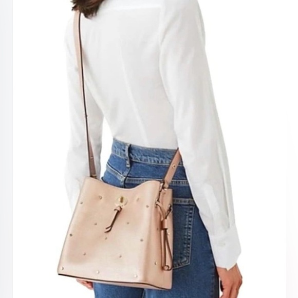 KATE SPADE NEW YORK Marti Spade Stud Small Bucket Bag - Golden Pea Metallic - Picture 5 of 16